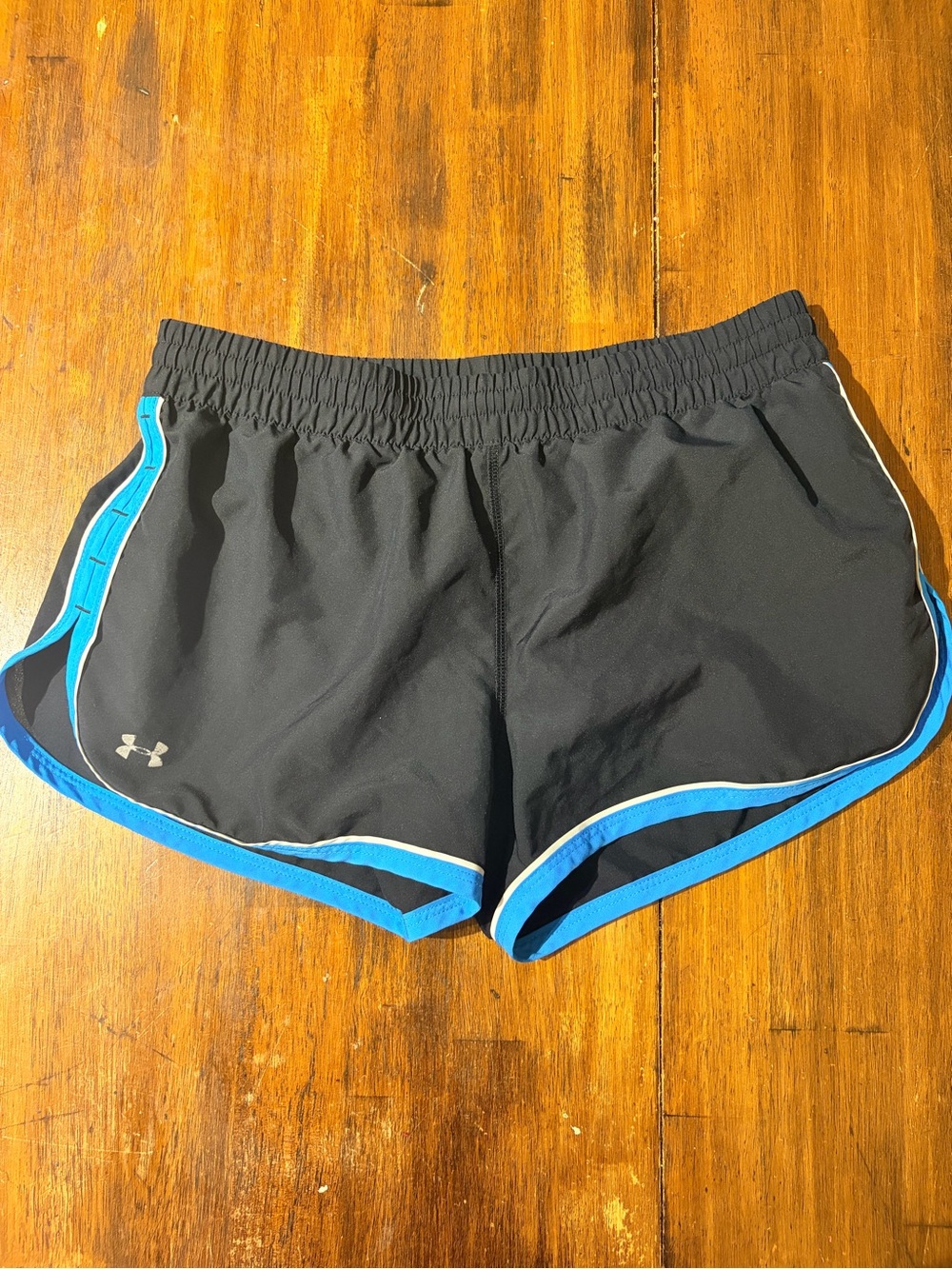 Under Armour Black Athletic Shorts with Blue Trim
